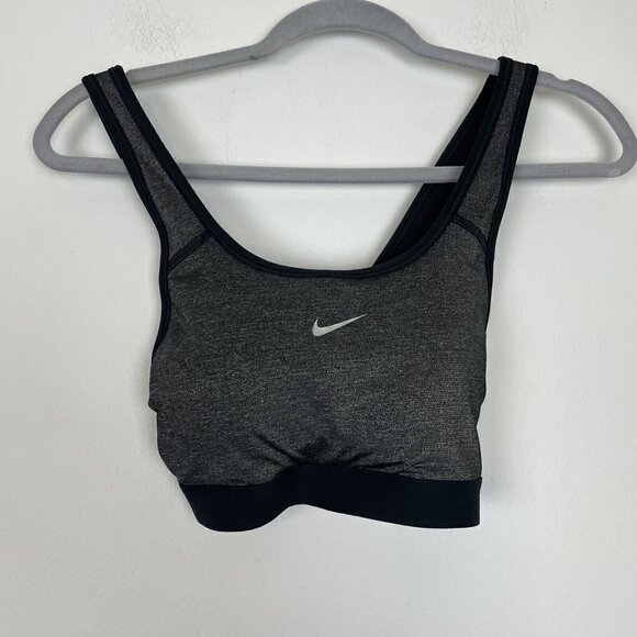 Nike Shimmery Gray Black Racerback Sports Bra Size Medium - Picture 1 of 5